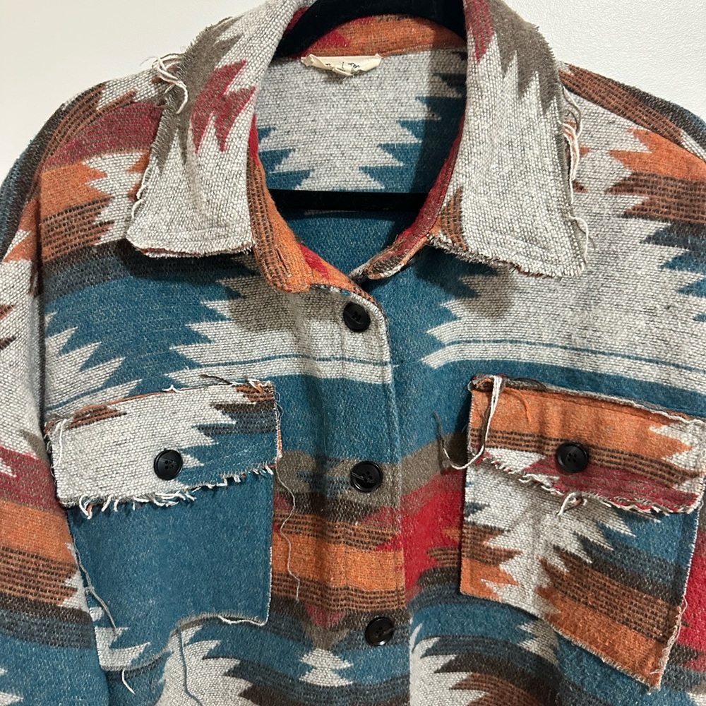 Southwestern Patterned Button-Up Jacket - image 3